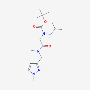 molecular formula C17H30N4O3 B7385756 tert-butyl N-[2-[methyl-[(1-methylpyrazol-3-yl)methyl]amino]-2-oxoethyl]-N-(2-methylpropyl)carbamate 