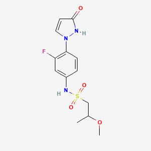 molecular formula C13H16FN3O4S B7385802 N-[3-fluoro-4-(5-oxo-1H-pyrazol-2-yl)phenyl]-2-methoxypropane-1-sulfonamide 