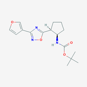 molecular formula C16H21N3O4 B7385816 tert-butyl N-[(1R,2S)-2-[3-(furan-3-yl)-1,2,4-oxadiazol-5-yl]cyclopentyl]carbamate 
