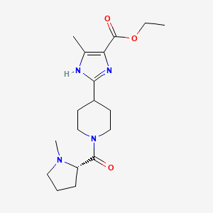 molecular formula C18H28N4O3 B7385825 ethyl 5-methyl-2-[1-[(2S)-1-methylpyrrolidine-2-carbonyl]piperidin-4-yl]-1H-imidazole-4-carboxylate 