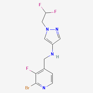 molecular formula C11H10BrF3N4 B7385926 N-[(2-bromo-3-fluoropyridin-4-yl)methyl]-1-(2,2-difluoroethyl)pyrazol-4-amine 