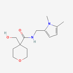 molecular formula C14H22N2O3 B7386068 N-[(1,5-dimethylpyrrol-2-yl)methyl]-4-(hydroxymethyl)oxane-4-carboxamide 