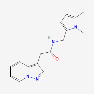 molecular formula C16H18N4O B7386074 N-[(1,5-dimethylpyrrol-2-yl)methyl]-2-pyrazolo[1,5-a]pyridin-3-ylacetamide 