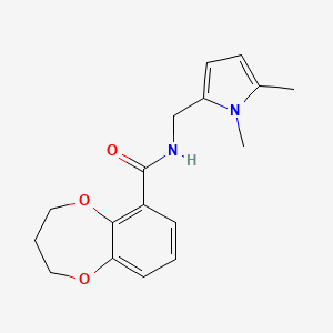 molecular formula C17H20N2O3 B7386076 N-[(1,5-dimethylpyrrol-2-yl)methyl]-3,4-dihydro-2H-1,5-benzodioxepine-6-carboxamide 