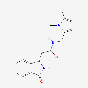 molecular formula C17H19N3O2 B7386081 N-[(1,5-dimethylpyrrol-2-yl)methyl]-2-(3-oxo-1,2-dihydroisoindol-1-yl)acetamide 