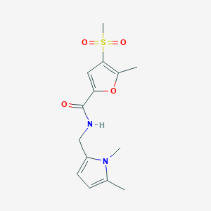 molecular formula C14H18N2O4S B7386088 N-[(1,5-dimethylpyrrol-2-yl)methyl]-5-methyl-4-methylsulfonylfuran-2-carboxamide 