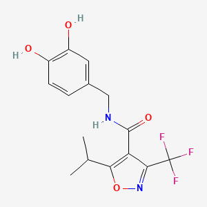 molecular formula C15H15F3N2O4 B7386187 N-[(3,4-dihydroxyphenyl)methyl]-5-propan-2-yl-3-(trifluoromethyl)-1,2-oxazole-4-carboxamide 