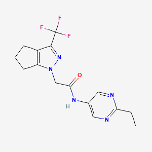 molecular formula C15H16F3N5O B7386194 N-(2-ethylpyrimidin-5-yl)-2-[3-(trifluoromethyl)-5,6-dihydro-4H-cyclopenta[c]pyrazol-1-yl]acetamide 