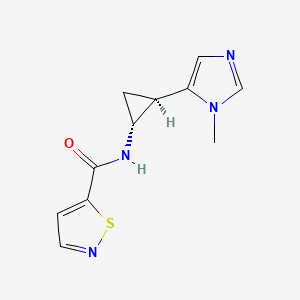 molecular formula C11H12N4OS B7386242 N-[(1R,2R)-2-(3-methylimidazol-4-yl)cyclopropyl]-1,2-thiazole-5-carboxamide 