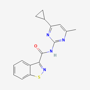 molecular formula C16H14N4OS B7386276 N-(4-cyclopropyl-6-methylpyrimidin-2-yl)-1,2-benzothiazole-3-carboxamide 