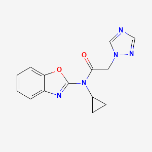 molecular formula C14H13N5O2 B7386304 N-(1,3-benzoxazol-2-yl)-N-cyclopropyl-2-(1,2,4-triazol-1-yl)acetamide 