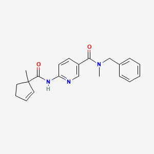 molecular formula C21H23N3O2 B7386323 N-benzyl-N-methyl-6-[(1-methylcyclopent-2-ene-1-carbonyl)amino]pyridine-3-carboxamide 