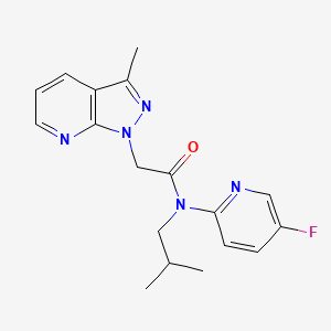 molecular formula C18H20FN5O B7386354 N-(5-fluoropyridin-2-yl)-N-(2-methylpropyl)-2-(3-methylpyrazolo[3,4-b]pyridin-1-yl)acetamide 