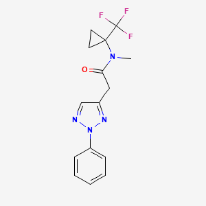 molecular formula C15H15F3N4O B7386358 N-methyl-2-(2-phenyltriazol-4-yl)-N-[1-(trifluoromethyl)cyclopropyl]acetamide 