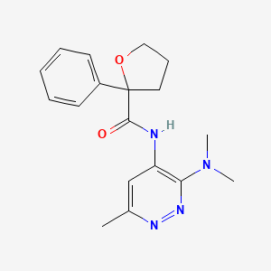 molecular formula C18H22N4O2 B7386383 N-[3-(dimethylamino)-6-methylpyridazin-4-yl]-2-phenyloxolane-2-carboxamide 
