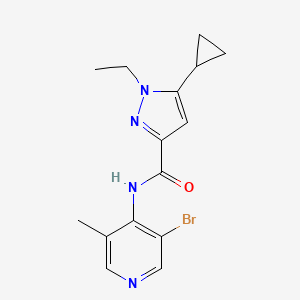 molecular formula C15H17BrN4O B7386395 N-(3-bromo-5-methylpyridin-4-yl)-5-cyclopropyl-1-ethylpyrazole-3-carboxamide 