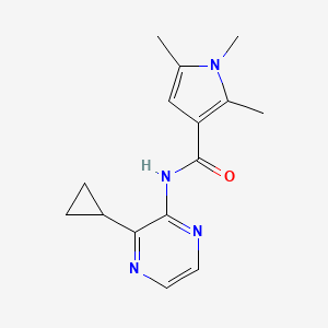 molecular formula C15H18N4O B7386448 N-(3-cyclopropylpyrazin-2-yl)-1,2,5-trimethylpyrrole-3-carboxamide 