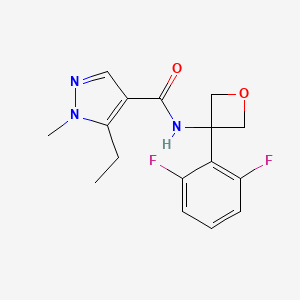 molecular formula C16H17F2N3O2 B7386505 N-[3-(2,6-difluorophenyl)oxetan-3-yl]-5-ethyl-1-methylpyrazole-4-carboxamide 
