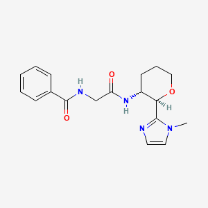 molecular formula C18H22N4O3 B7386604 N-[2-[[(2R,3R)-2-(1-methylimidazol-2-yl)oxan-3-yl]amino]-2-oxoethyl]benzamide 