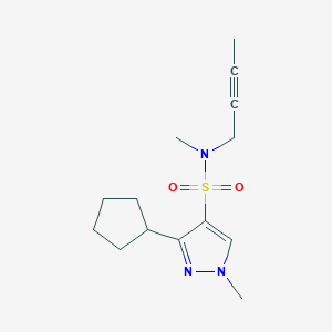 molecular formula C14H21N3O2S B7386665 N-but-2-ynyl-3-cyclopentyl-N,1-dimethylpyrazole-4-sulfonamide 