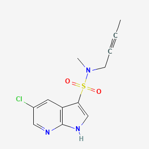 molecular formula C12H12ClN3O2S B7386678 N-but-2-ynyl-5-chloro-N-methyl-1H-pyrrolo[2,3-b]pyridine-3-sulfonamide 