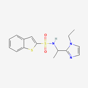 molecular formula C15H17N3O2S2 B7386713 N-[1-(1-ethylimidazol-2-yl)ethyl]-1-benzothiophene-2-sulfonamide 