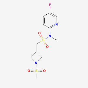 molecular formula C11H16FN3O4S2 B7386729 N-(5-fluoropyridin-2-yl)-N-methyl-1-(1-methylsulfonylazetidin-3-yl)methanesulfonamide 