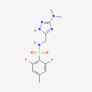 molecular formula C12H15F2N5O2S B7386884 N-[[3-(dimethylamino)-1H-1,2,4-triazol-5-yl]methyl]-2,6-difluoro-4-methylbenzenesulfonamide 