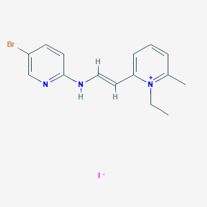 molecular formula C15H17BrIN3 B073870 2-(2-((5-Bromo-2-pyridyl)amino)vinyl)-1-ethyl-6-methylpyridinium iodide CAS No. 1463-95-2