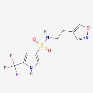 molecular formula C10H10F3N3O3S B7387025 N-[2-(1,2-oxazol-4-yl)ethyl]-5-(trifluoromethyl)-1H-pyrrole-3-sulfonamide 