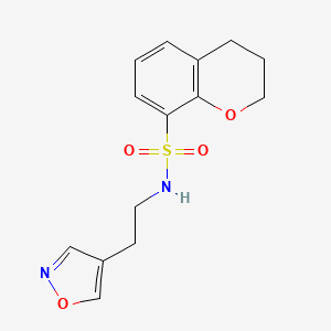 molecular formula C14H16N2O4S B7387080 N-[2-(1,2-oxazol-4-yl)ethyl]-3,4-dihydro-2H-chromene-8-sulfonamide 