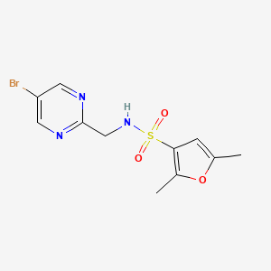 molecular formula C11H12BrN3O3S B7387124 N-[(5-bromopyrimidin-2-yl)methyl]-2,5-dimethylfuran-3-sulfonamide 