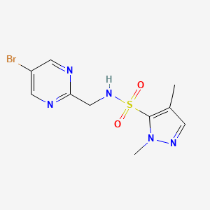 molecular formula C10H12BrN5O2S B7387135 N-[(5-bromopyrimidin-2-yl)methyl]-2,4-dimethylpyrazole-3-sulfonamide 