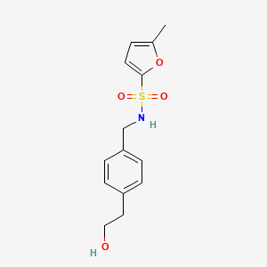 molecular formula C14H17NO4S B7387172 N-[[4-(2-hydroxyethyl)phenyl]methyl]-5-methylfuran-2-sulfonamide 