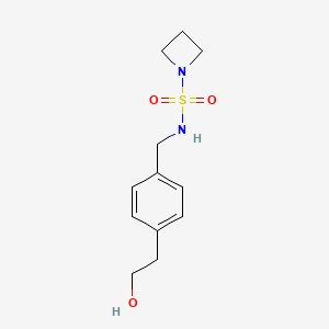 molecular formula C12H18N2O3S B7387180 N-[[4-(2-hydroxyethyl)phenyl]methyl]azetidine-1-sulfonamide 