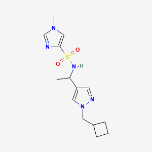 molecular formula C14H21N5O2S B7387200 N-[1-[1-(cyclobutylmethyl)pyrazol-4-yl]ethyl]-1-methylimidazole-4-sulfonamide 