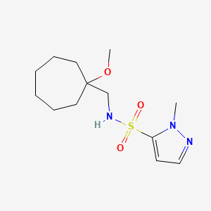 molecular formula C13H23N3O3S B7387205 N-[(1-methoxycycloheptyl)methyl]-2-methylpyrazole-3-sulfonamide 