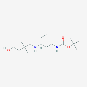 molecular formula C16H34N2O3 B7387239 tert-butyl N-[3-[(4-hydroxy-2,2-dimethylbutyl)amino]pentyl]carbamate 