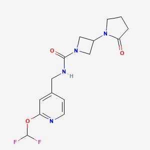 molecular formula C15H18F2N4O3 B7387566 N-[[2-(difluoromethoxy)pyridin-4-yl]methyl]-3-(2-oxopyrrolidin-1-yl)azetidine-1-carboxamide 