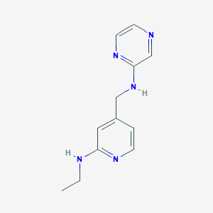 molecular formula C12H15N5 B7387637 N-[[2-(ethylamino)pyridin-4-yl]methyl]pyrazin-2-amine 
