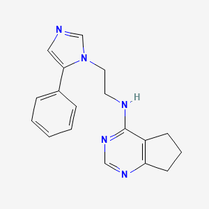 molecular formula C18H19N5 B7387702 N-[2-(5-phenylimidazol-1-yl)ethyl]-6,7-dihydro-5H-cyclopenta[d]pyrimidin-4-amine 