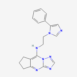 molecular formula C19H19N7 B7387720 N-[2-(5-phenylimidazol-1-yl)ethyl]-1,8,10,12-tetrazatricyclo[7.3.0.03,7]dodeca-2,7,9,11-tetraen-2-amine 