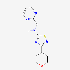 molecular formula C13H17N5OS B7387991 N-methyl-3-(oxan-4-yl)-N-(pyrimidin-2-ylmethyl)-1,2,4-thiadiazol-5-amine 