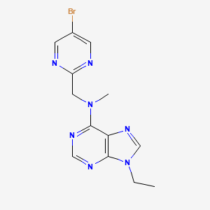 molecular formula C13H14BrN7 B7388287 N-[(5-bromopyrimidin-2-yl)methyl]-9-ethyl-N-methylpurin-6-amine 