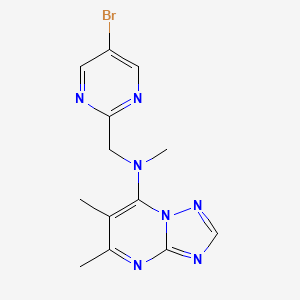 molecular formula C13H14BrN7 B7388289 N-[(5-bromopyrimidin-2-yl)methyl]-N,5,6-trimethyl-[1,2,4]triazolo[1,5-a]pyrimidin-7-amine 