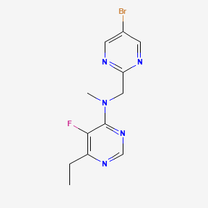 molecular formula C12H13BrFN5 B7388303 N-[(5-bromopyrimidin-2-yl)methyl]-6-ethyl-5-fluoro-N-methylpyrimidin-4-amine 