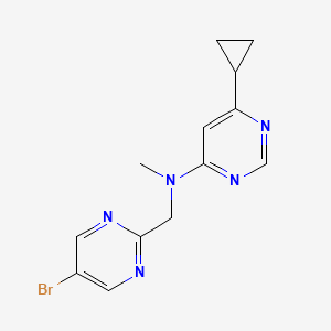 molecular formula C13H14BrN5 B7388310 N-[(5-bromopyrimidin-2-yl)methyl]-6-cyclopropyl-N-methylpyrimidin-4-amine 