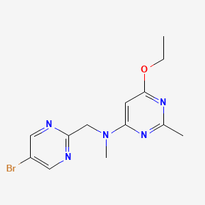 molecular formula C13H16BrN5O B7388311 N-[(5-bromopyrimidin-2-yl)methyl]-6-ethoxy-N,2-dimethylpyrimidin-4-amine 
