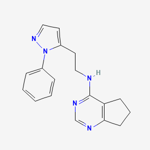 molecular formula C18H19N5 B7388361 N-[2-(2-phenylpyrazol-3-yl)ethyl]-6,7-dihydro-5H-cyclopenta[d]pyrimidin-4-amine 