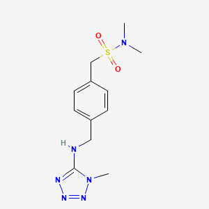 molecular formula C12H18N6O2S B7388374 N,N-dimethyl-1-[4-[[(1-methyltetrazol-5-yl)amino]methyl]phenyl]methanesulfonamide 